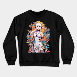 Ethereal Shadows Enigmatic Emo Goth Anime Girl Crewneck Sweatshirt